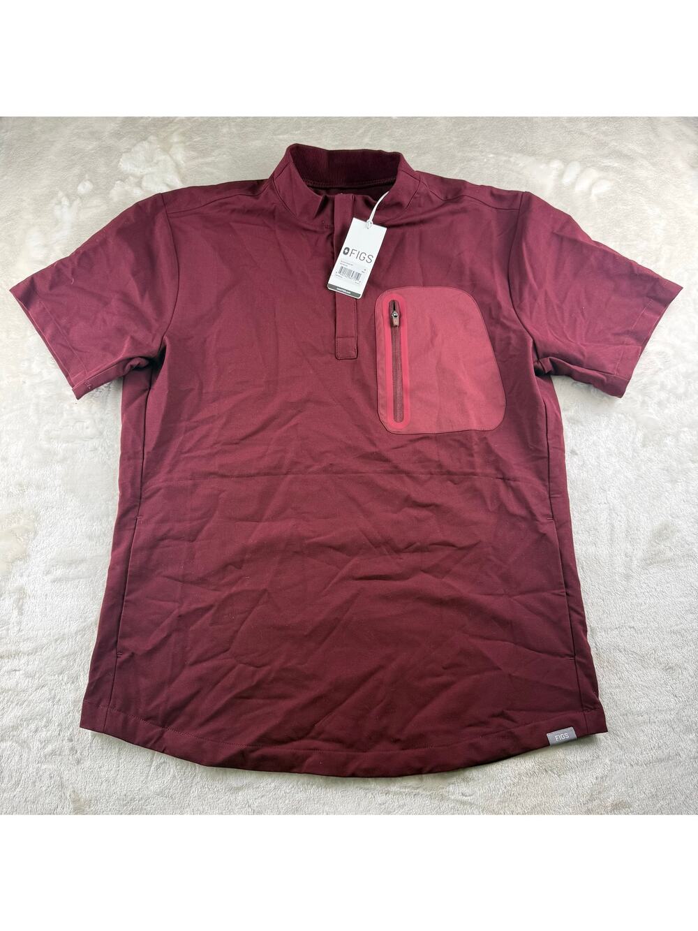 Figs Technical Collection Quarter Zip Scrub Top Men's Size Medium Short Sleeve